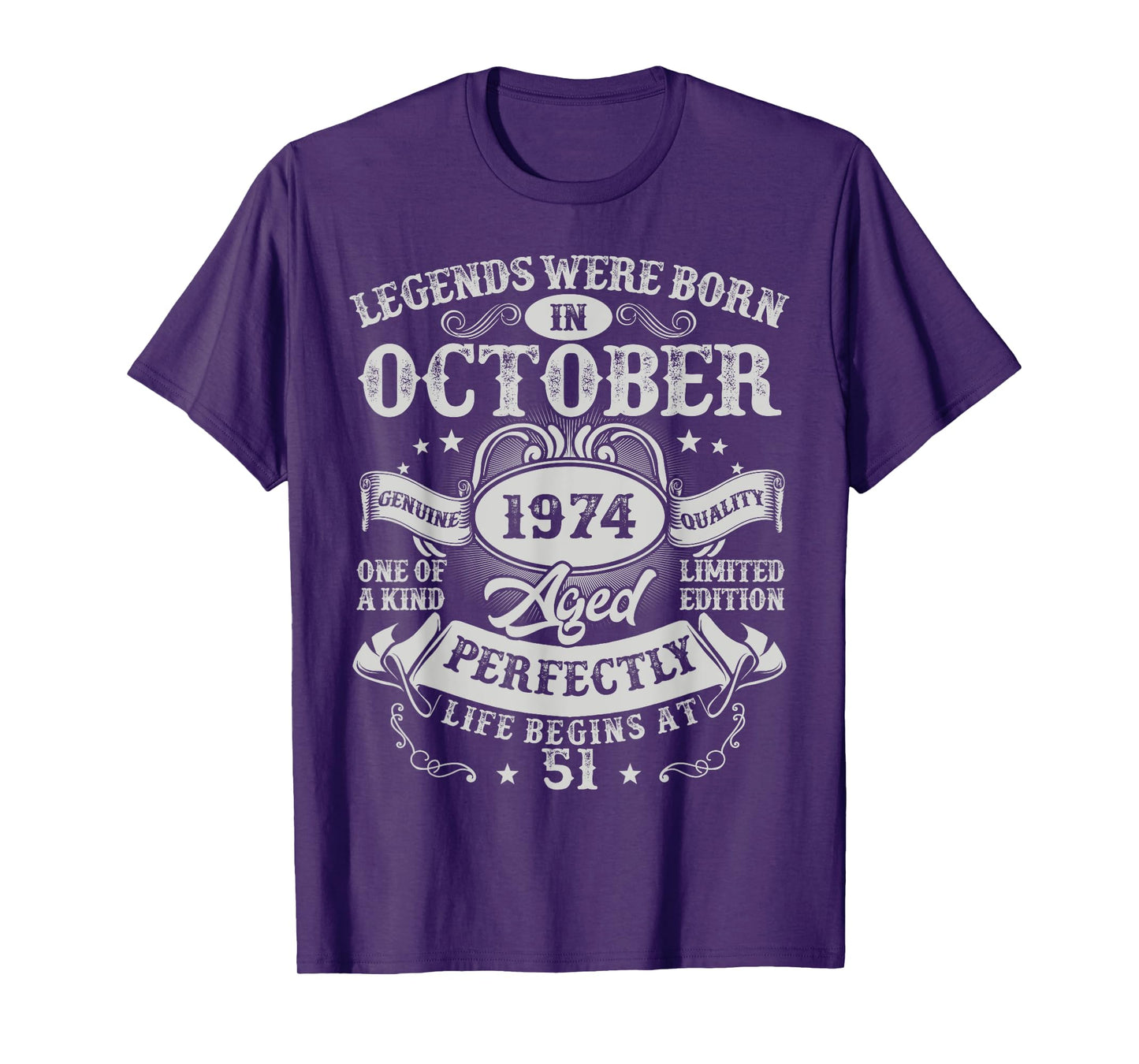 Legends Were Born in October 1974 Vintage 51st Birthday Men T-Shirt
