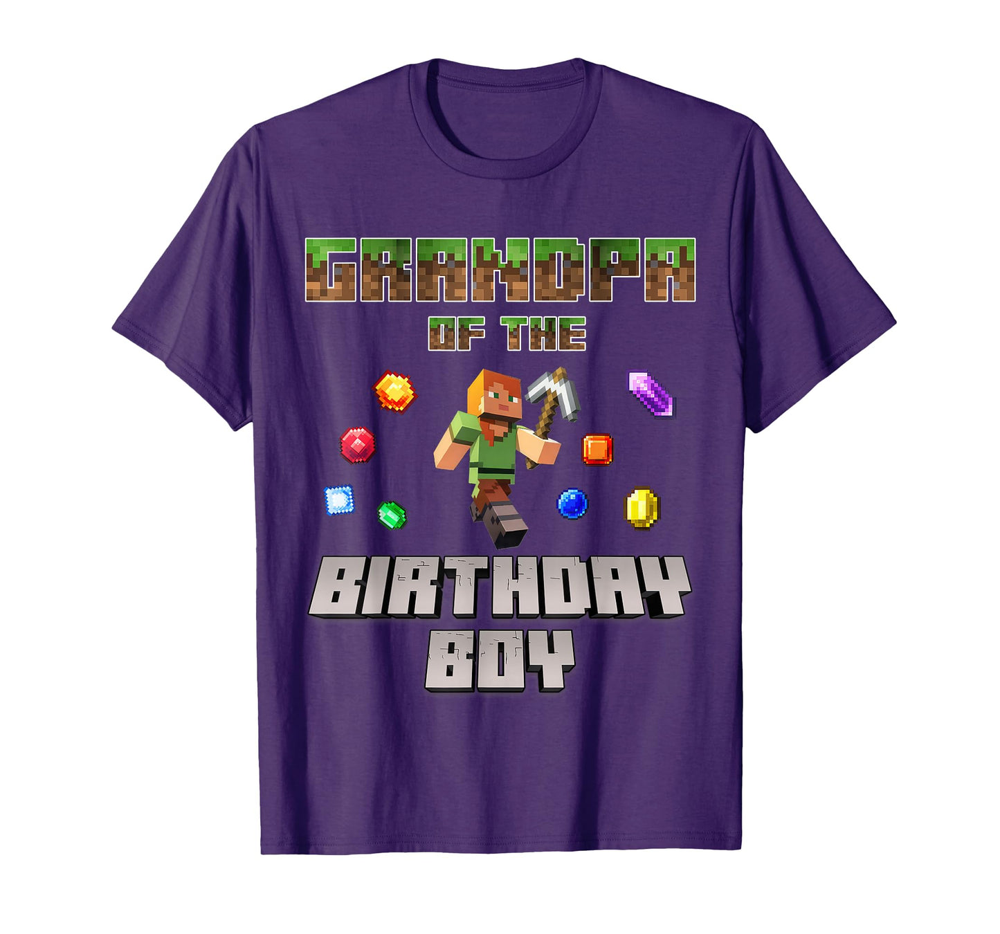 Grandpa Of The Birthday Boy Video Gamer Pixel Number T-Shirt