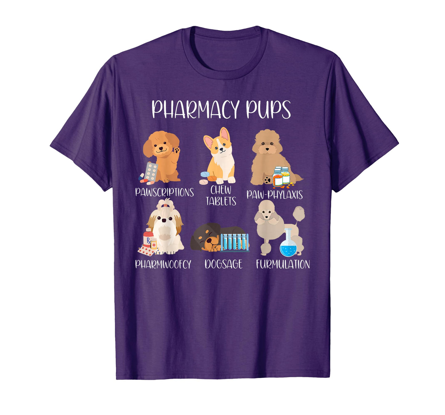 Pharmacy Pharmacist Dog Puns Cute Dog Veterinary Technician T-Shirt