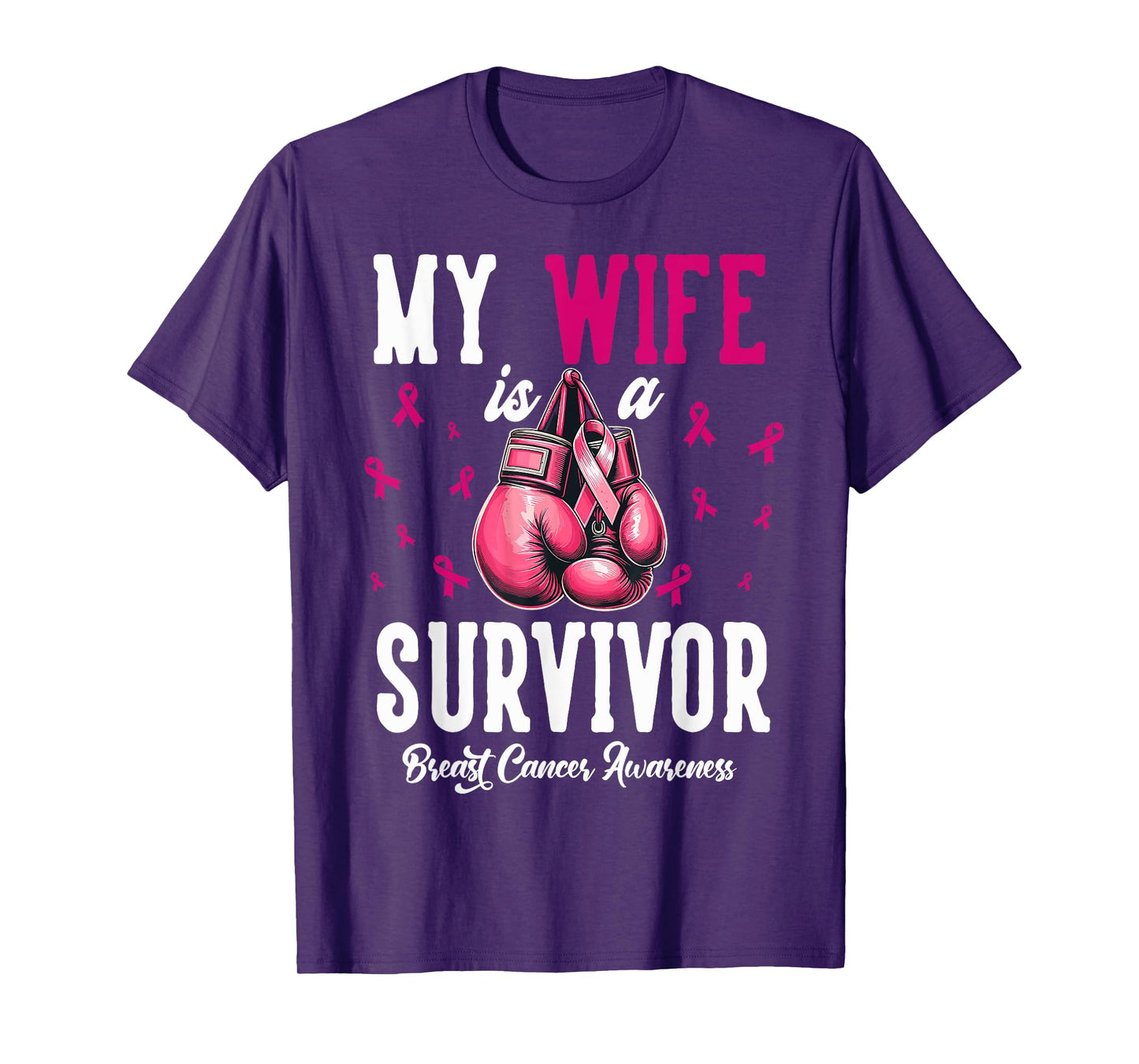 My Wife is A Survivor Boxing Glove Breast Cancer Awareness T-Shirt