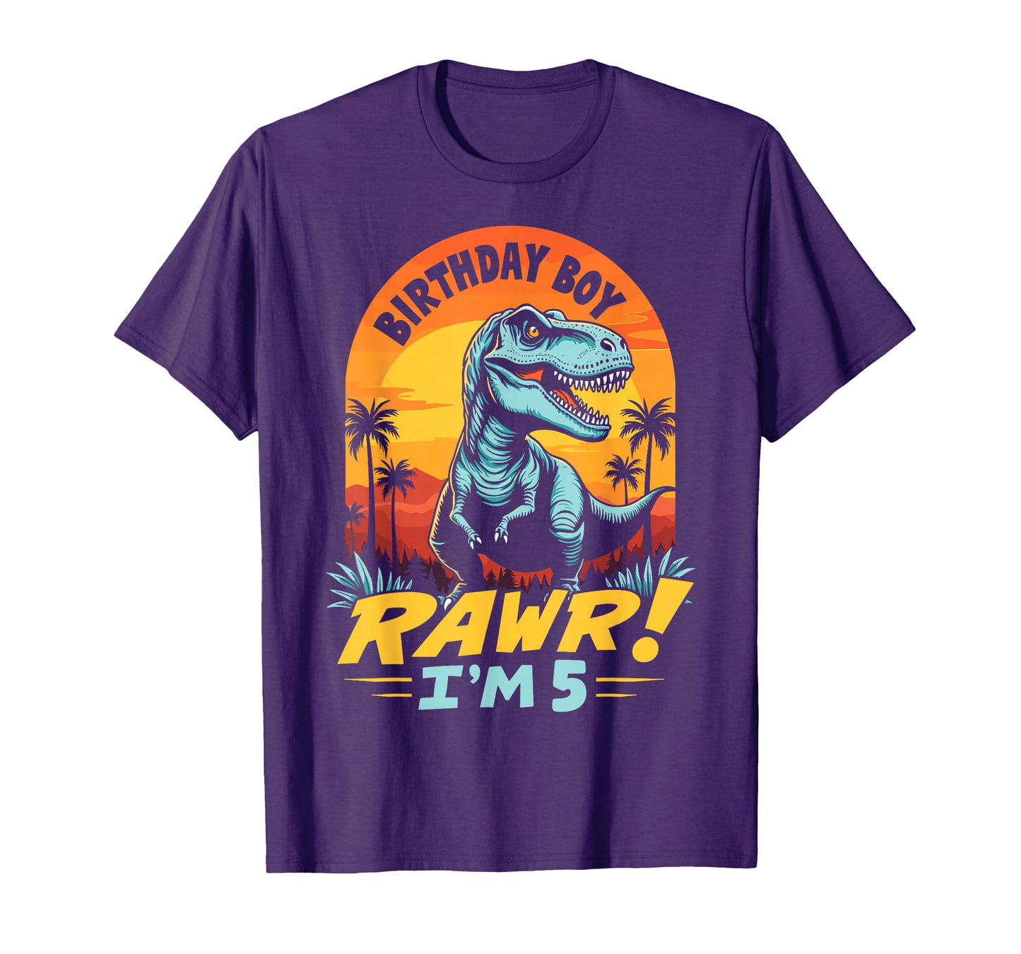 Rawr I'm 5 T-Rex Boys 5th Birthday Dinosaur Party Dino Lover T-Shirt