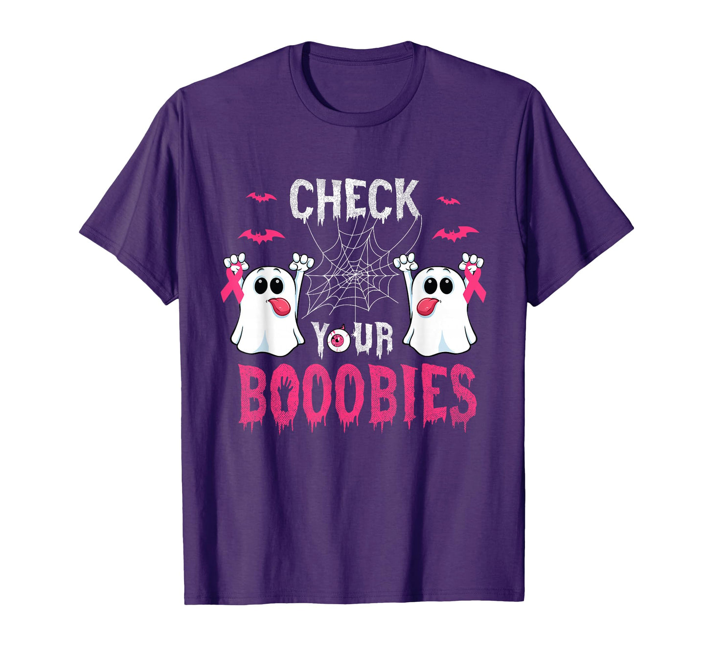 Halloween Breast Cancer Awareness-Check your Boobies Ghost T-Shirt