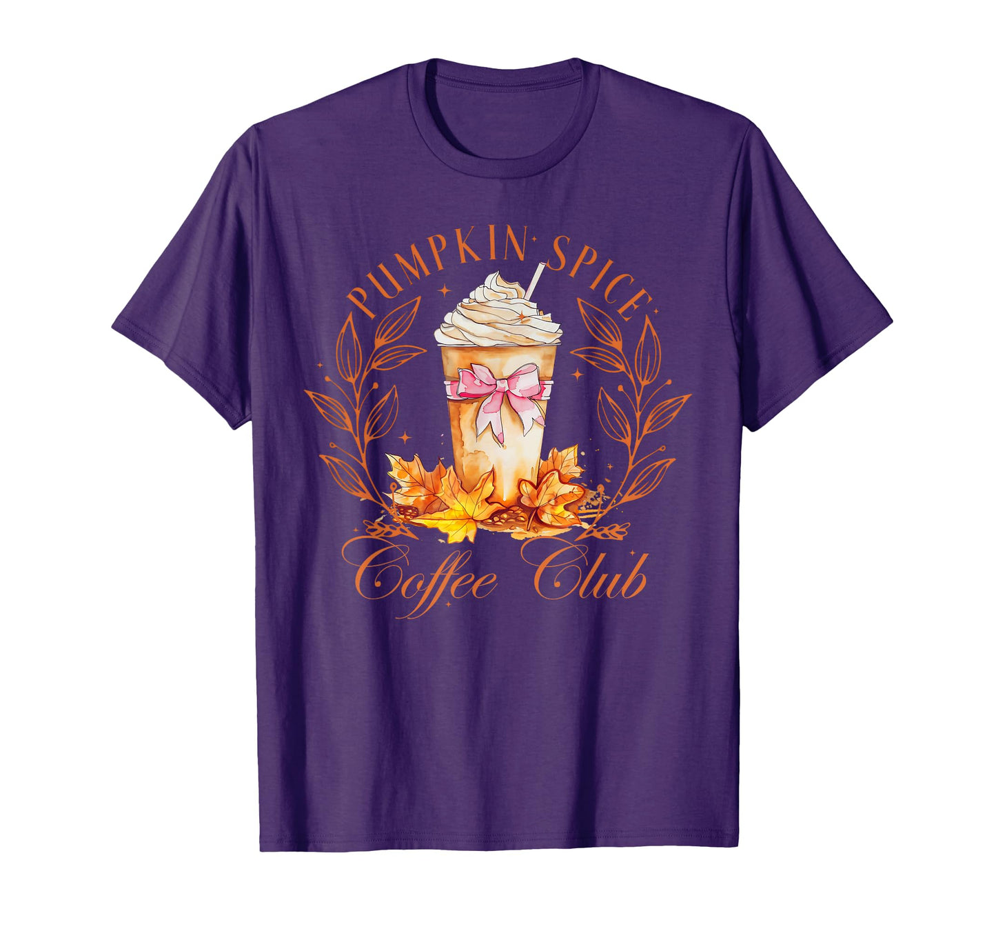 Pumpkin Spice Coffee Club Autumn Fall Leaves Thanksgiving T-Shirt