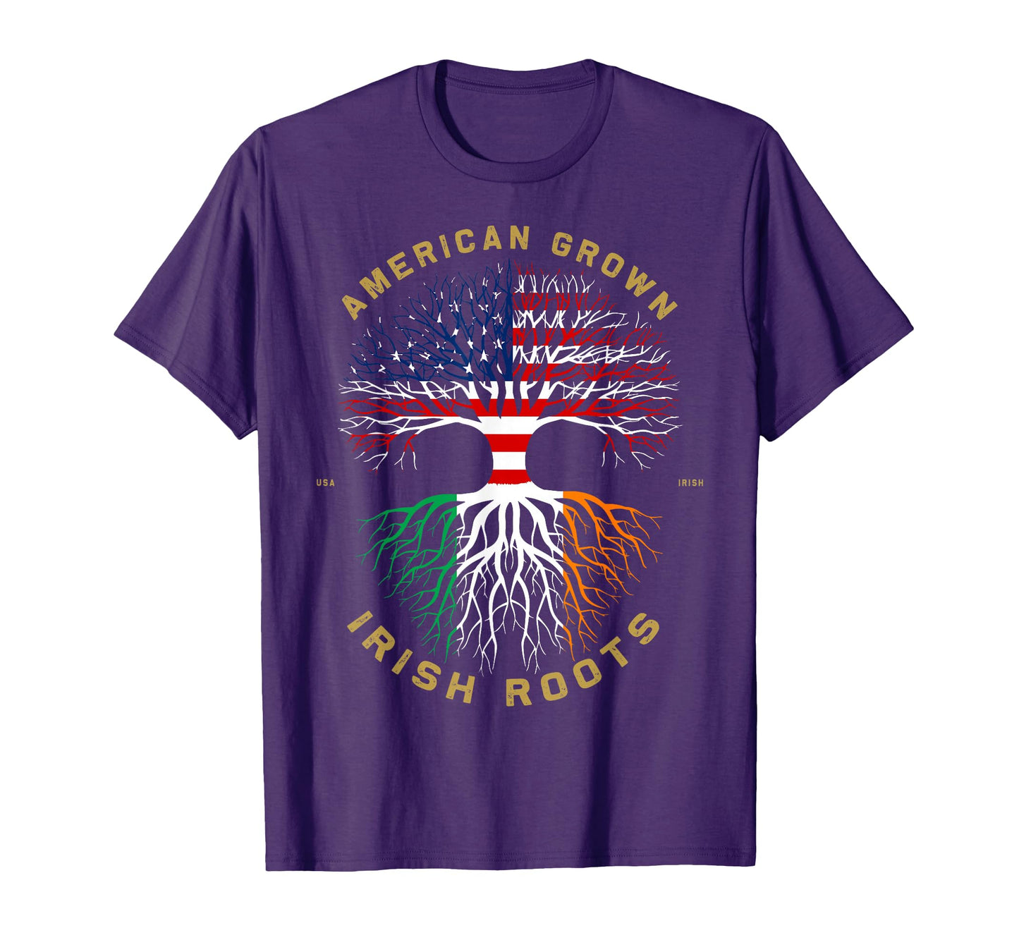 American Grown With Irish Roots Tree USA Flag Unique T-Shirt
