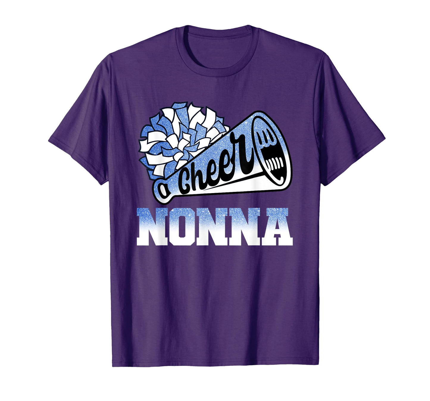 Cheer Nonna Biggest Fan Cheerleader Blue White Pom Pom T-Shirt