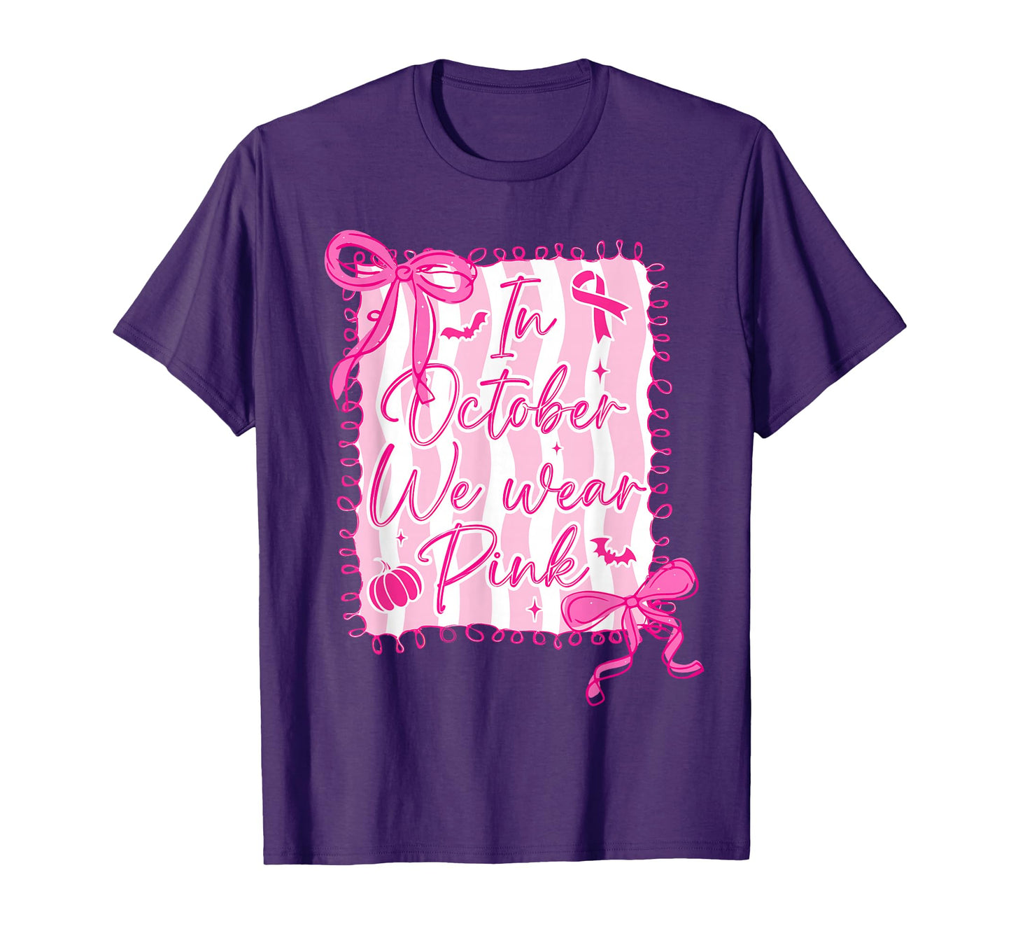 In October We Wear Pink Coquette Bow Breast Cancer Awareness T-Shirt