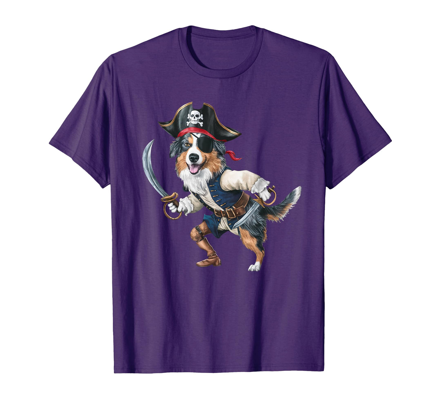 Australian Shepherd Pirate Halloween Mens Womens Kids Pirate T-Shirt