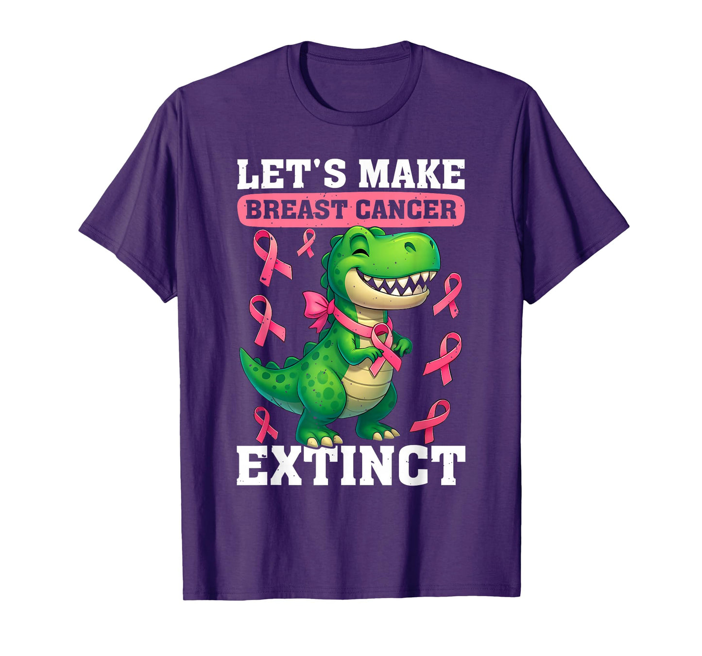 Lets Make Breast Cancer Extinct Pink Dinosaur Kids Boys Girl T-Shirt