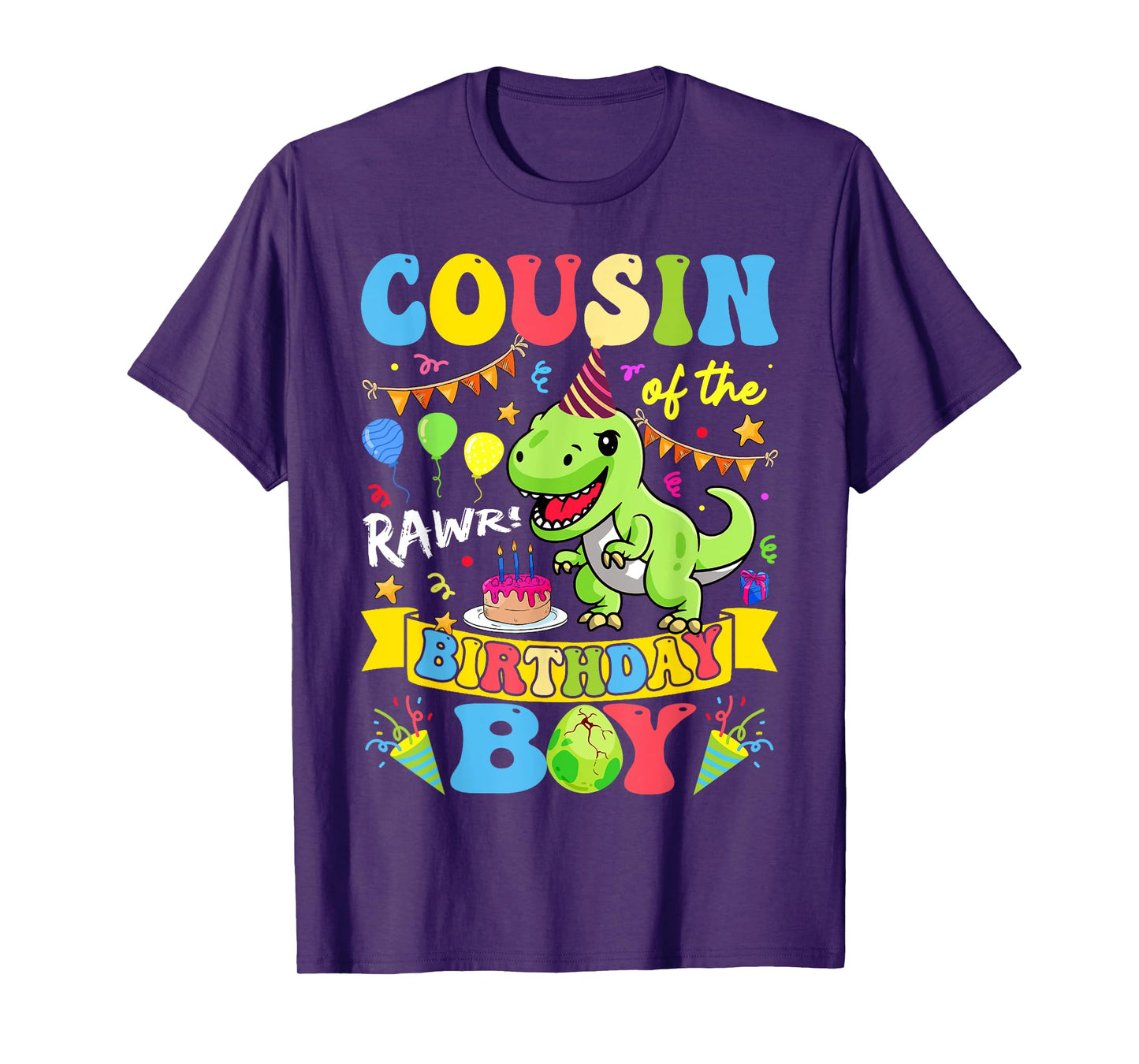 Cousin Of The Birthday Boy T-Rex Dinosaur Birthday Groovy T-Shirt