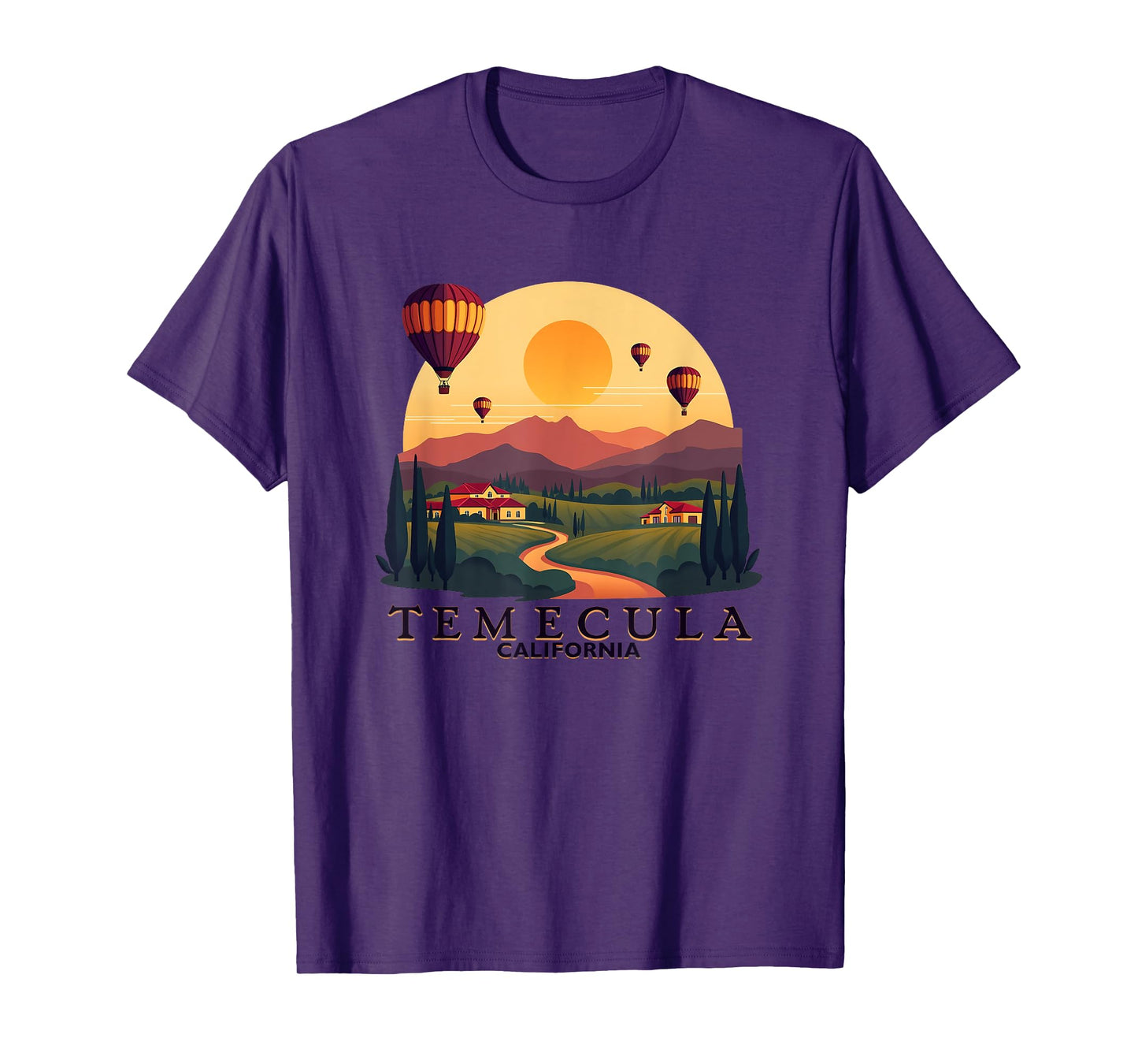 Temecula California Hot Air Balloon Winery Scenic Sunset T-Shirt