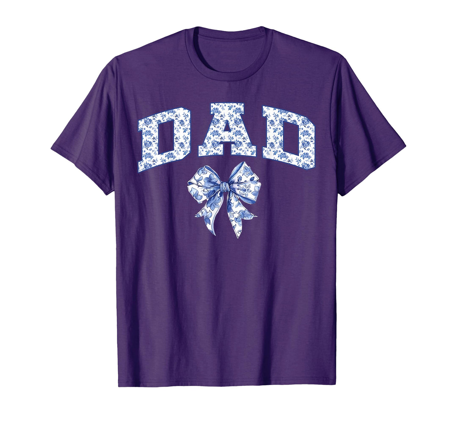 Dad Coquette Toile Blue Bow Floral Family Matching T-Shirt