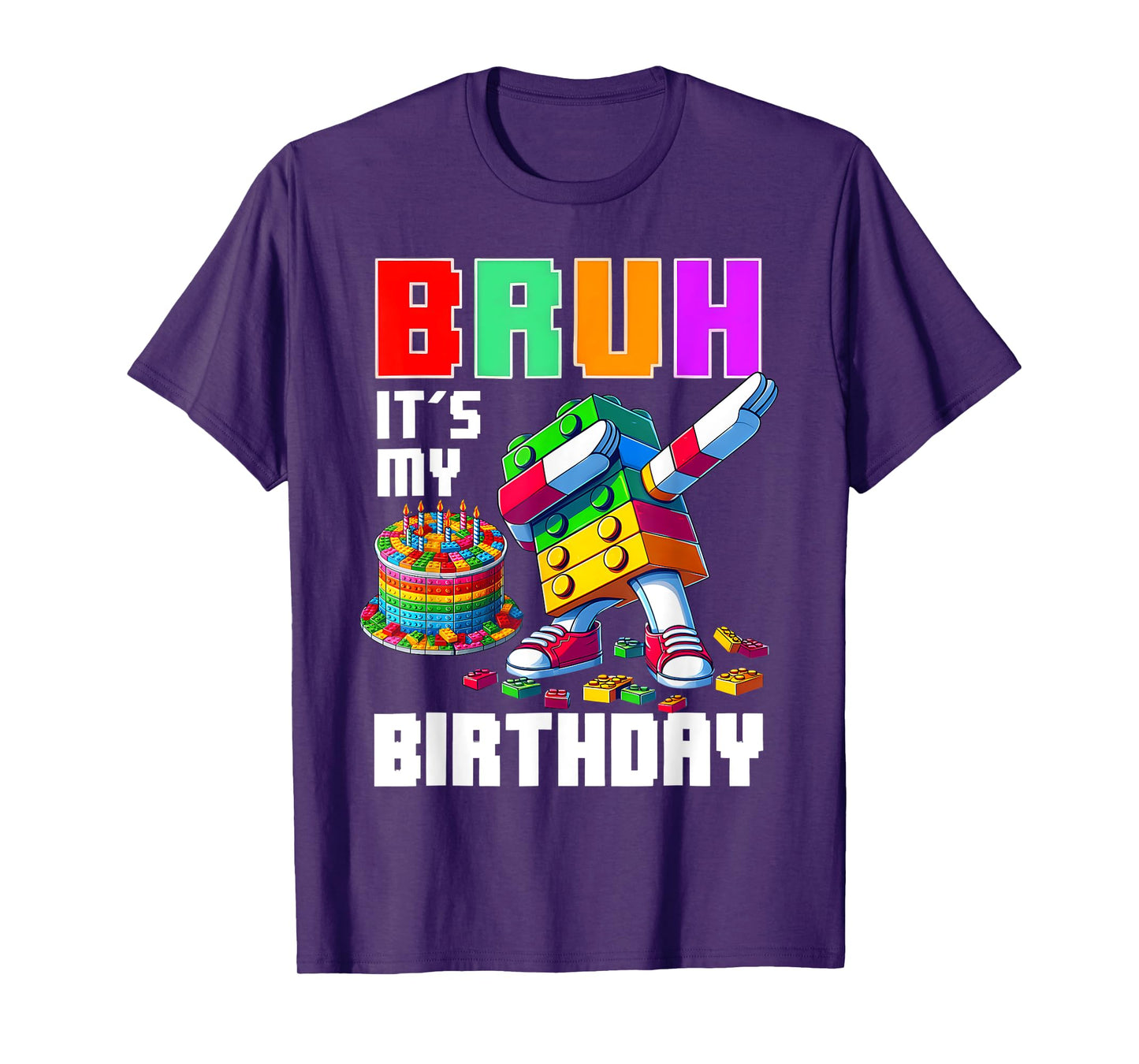 Vintage Bruh Its My Birthday Master Builder Dabbing Blocks T-Shirt