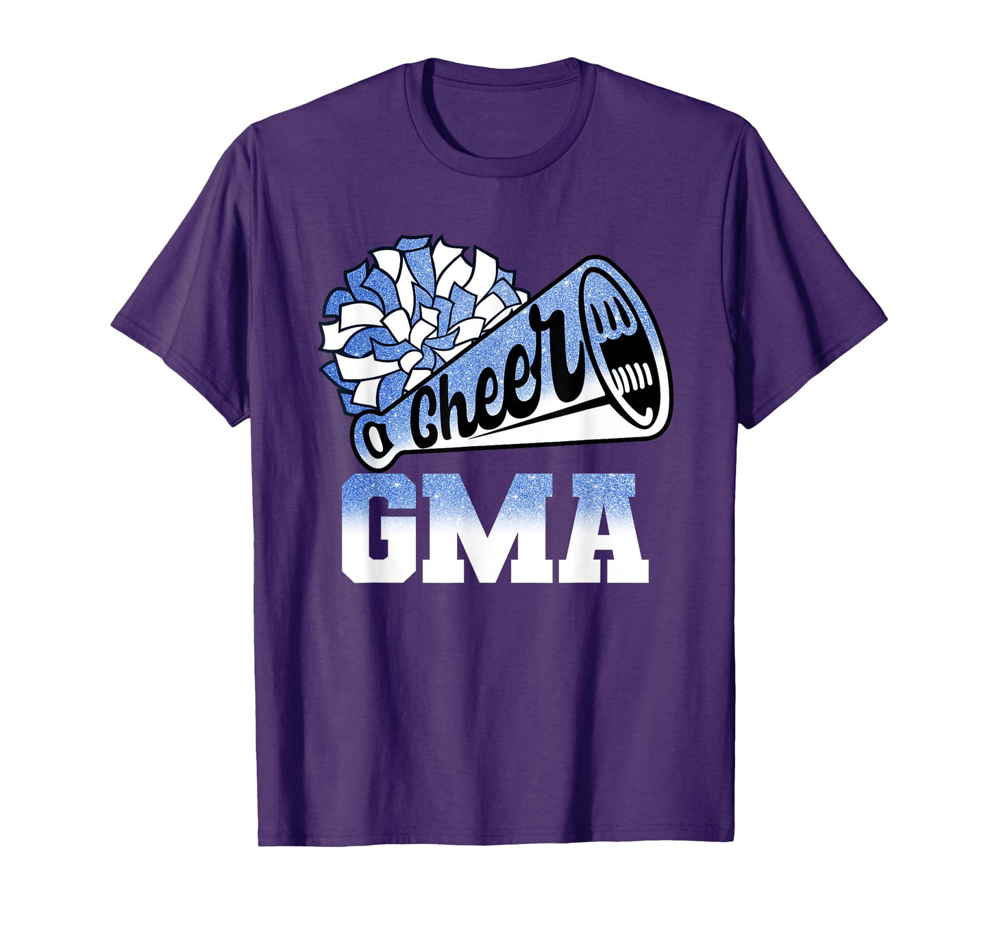 Cheer Gma Biggest Fan Cheerleader Blue White Pom Pom T-Shirt