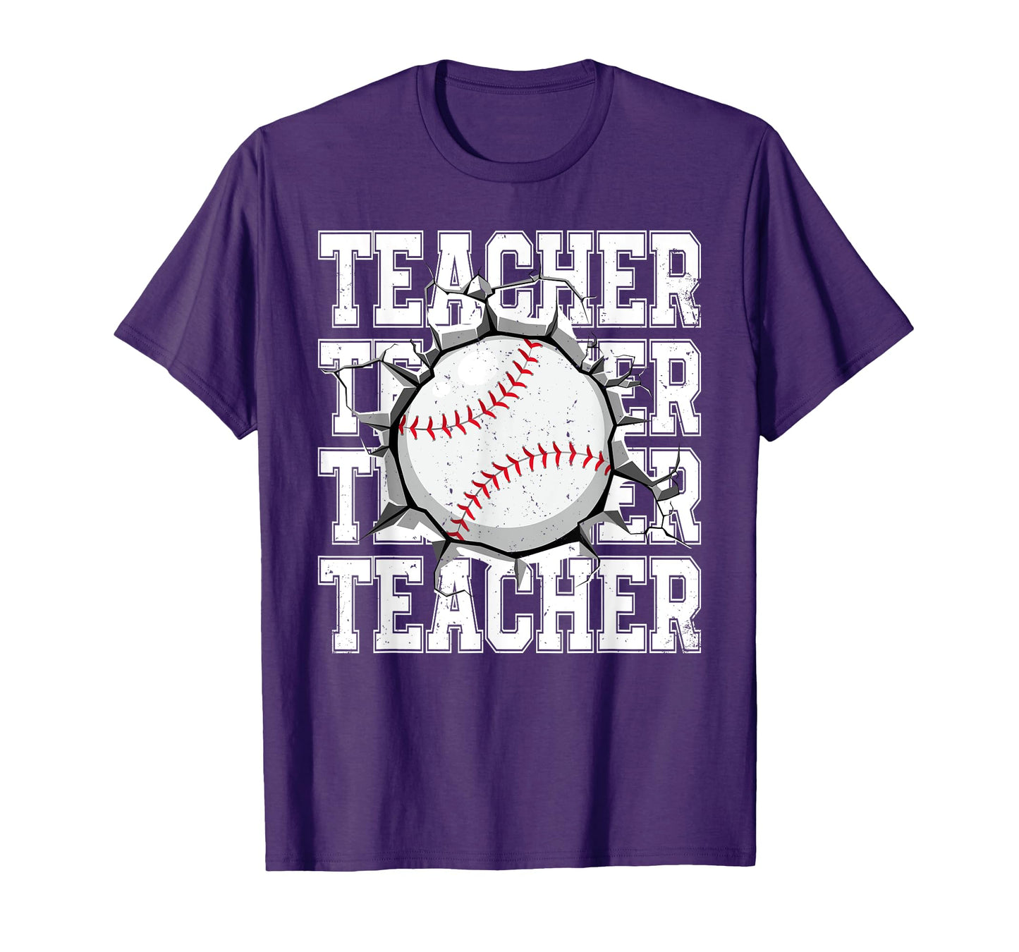 Baseball Teacher Cracked Wall Family Matching Birthday T-Shirt