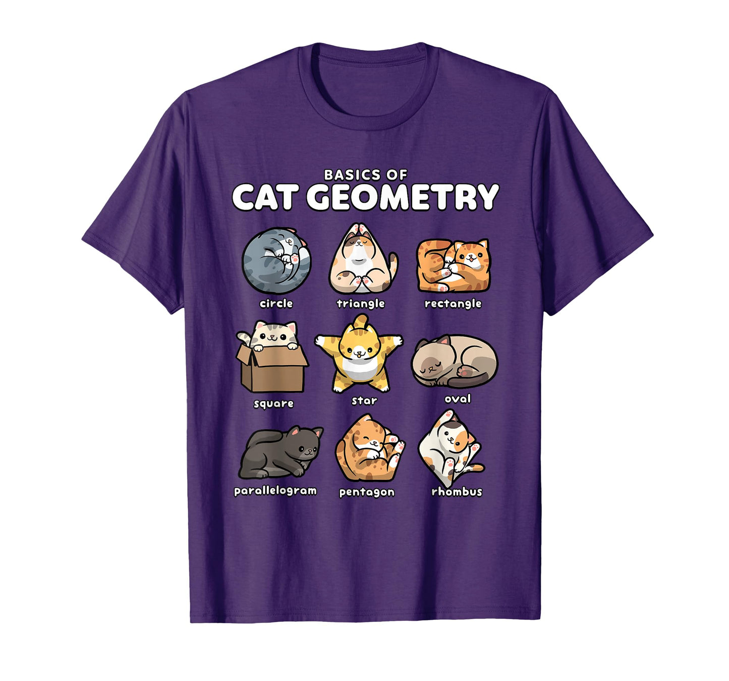 Basics of Cat Geometry Funny Cat Shapes Design T-Shirt