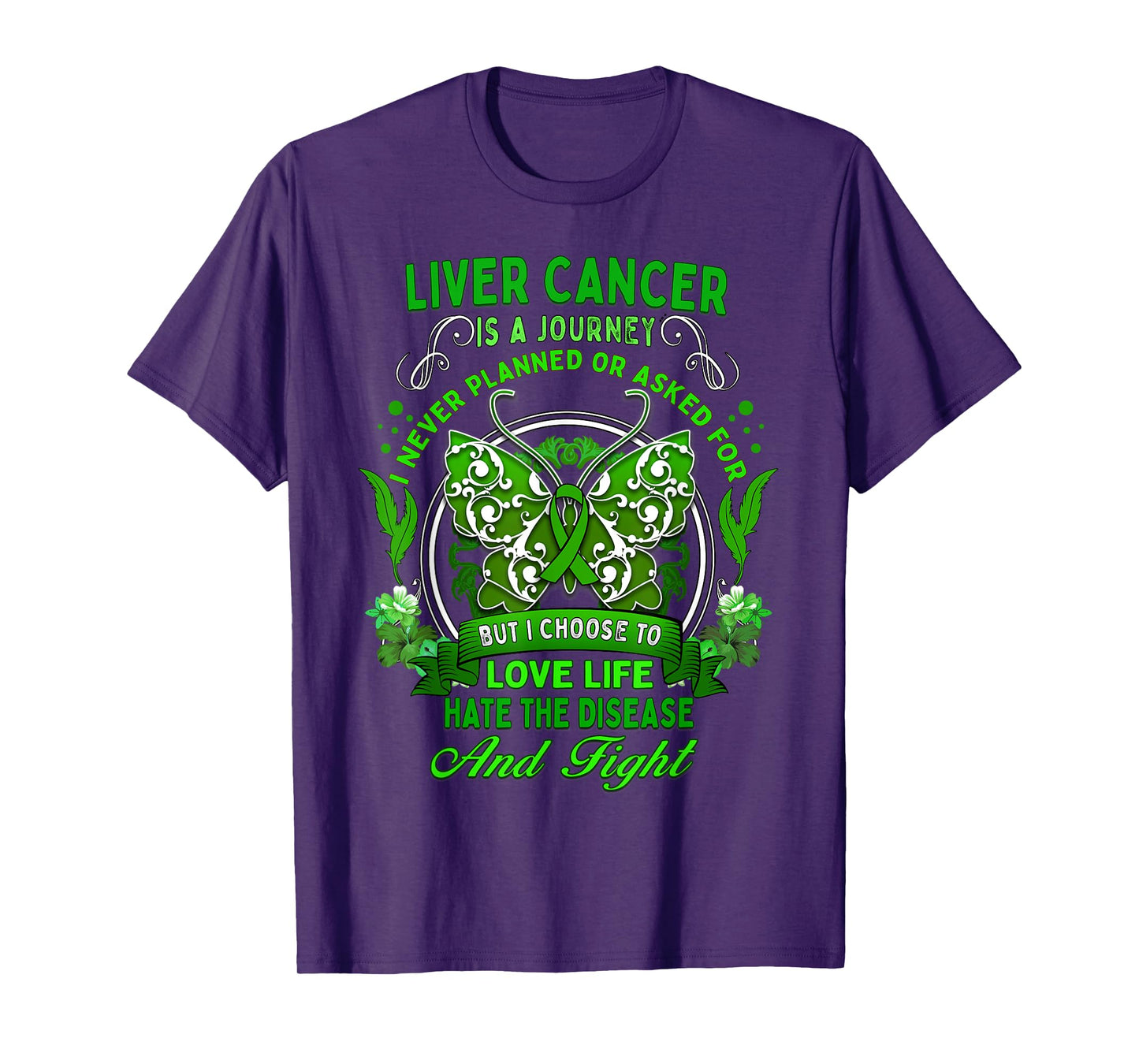 Liver Cancer Awareness Butterfly Green Ribbon Fighter Womens T-Shirt
