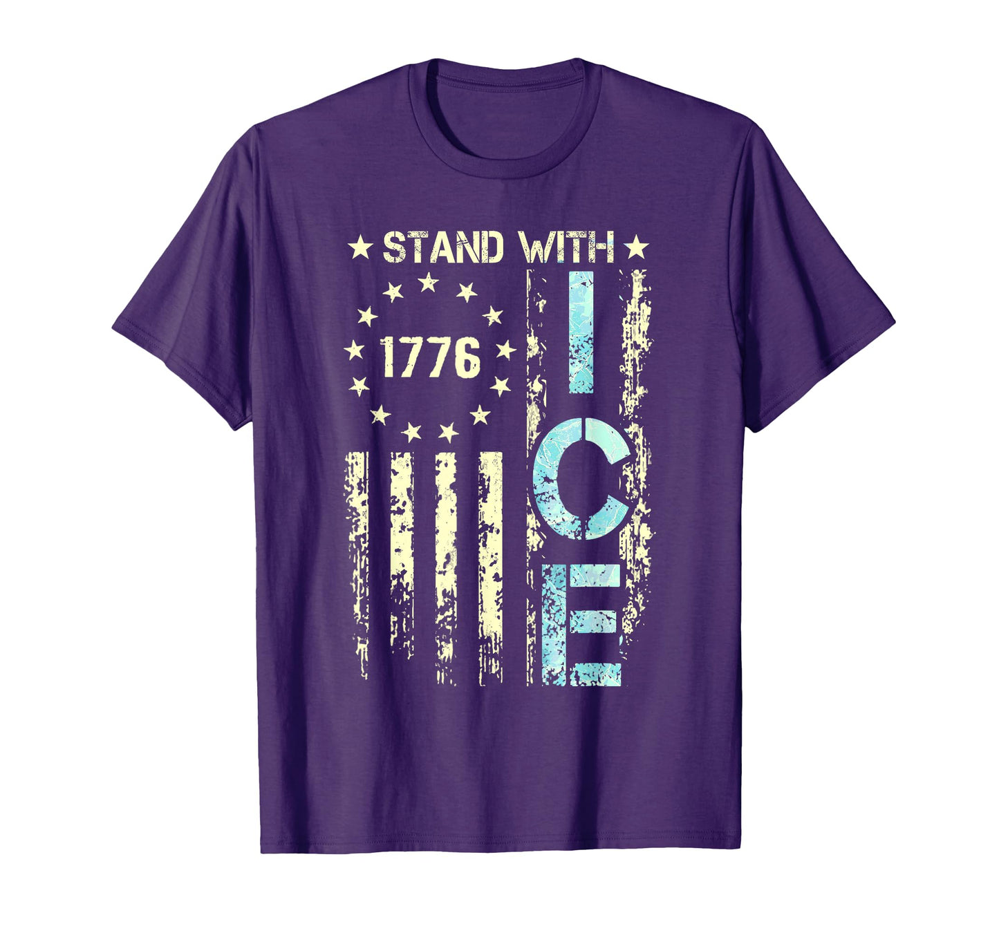 Border Patrol Support ICE Immigration Officers American Flag T-Shirt