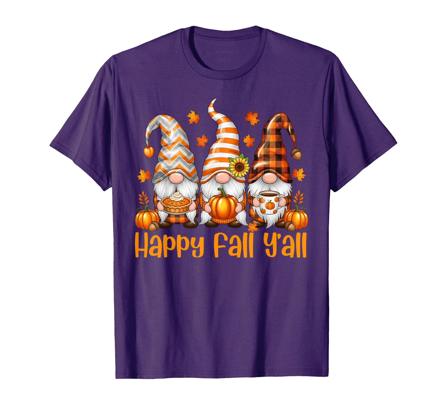 Happy Fall Y'all Gnome Pumpkin Thanksgiving Men Women Autumn T-Shirt