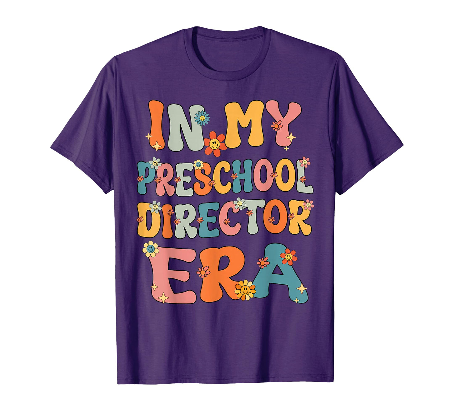 In My Preschool Director Era Retro Groovy Preschool Director T-Shirt