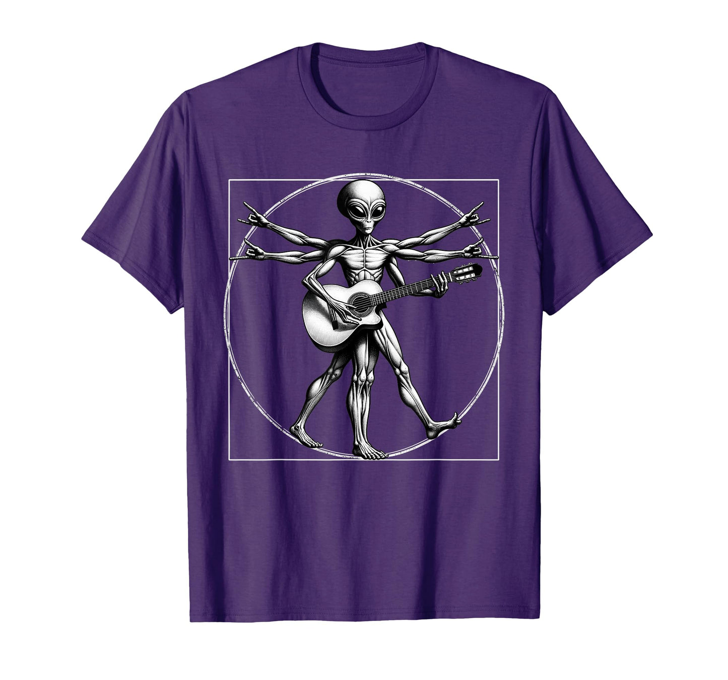 Vitruvian Man Alien Guitarist Funny Music Festival Rock On A T-Shirt