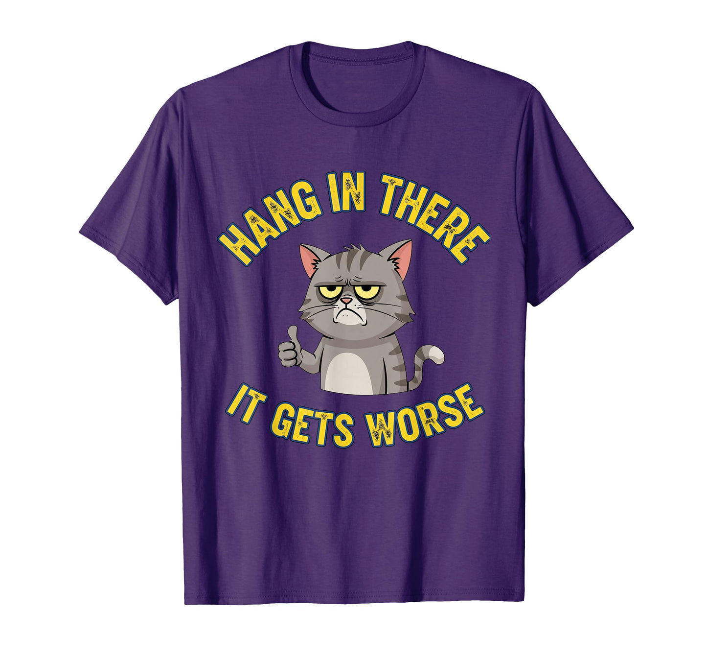 Hang in There It Gets Worse Boy Kids Funny Cat Meme T-Shirt
