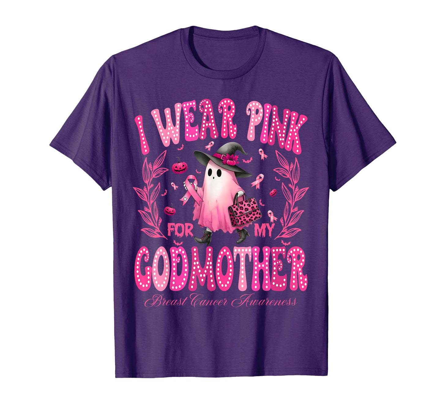 I Wear Pink For My GodMother Breast Cancer Boo Halloween T-Shirt