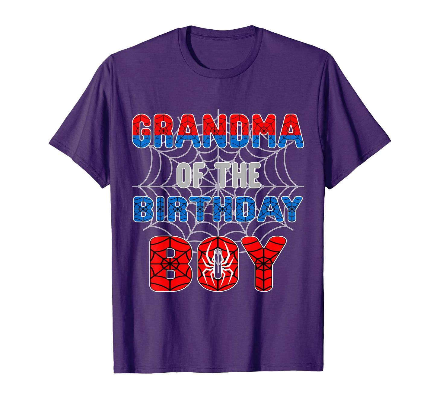 Spider Web Birthday Party Grandma of The Birthday Boy T-Shirt