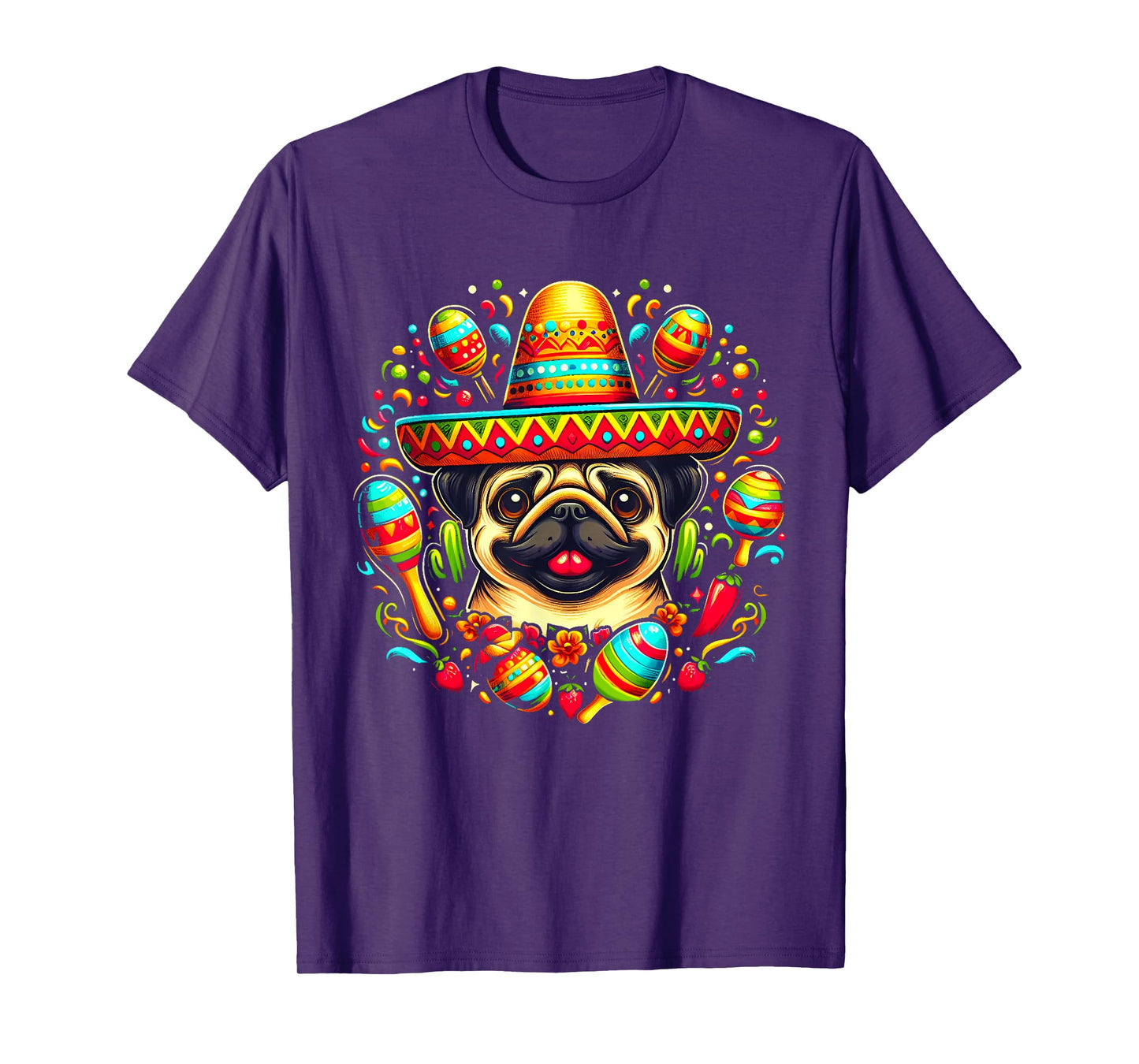 Funny Pug Cinco De Mayo Cute Mexican Dog Sombrero T-Shirt