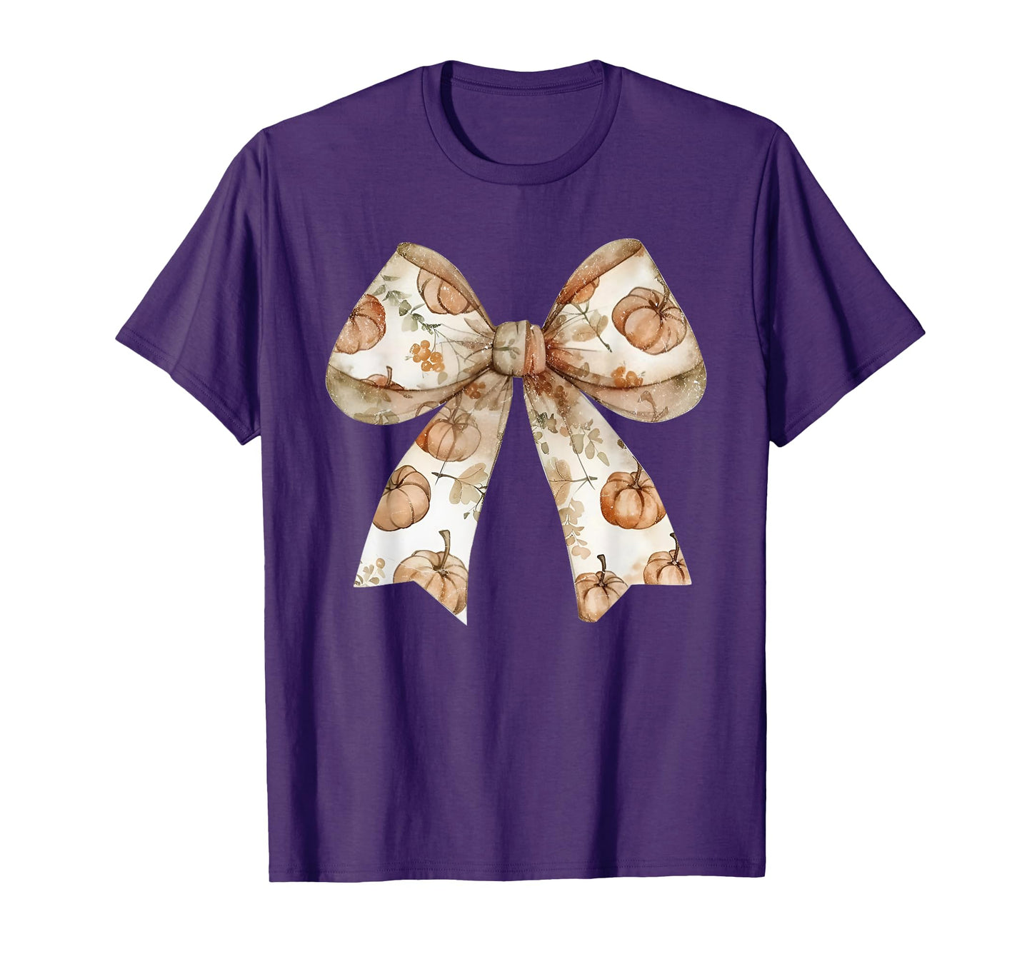 Coquette Bow Pumpkin Season Autumn Fall Leaves Thanksgiving T-Shirt
