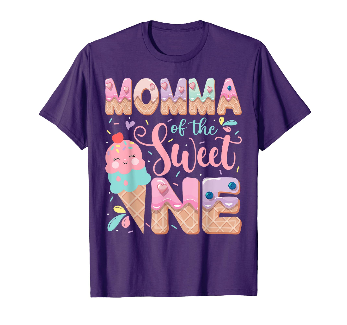 Momma Of The Sweet One Ice Cream 1St Birthday Party T-Shirt