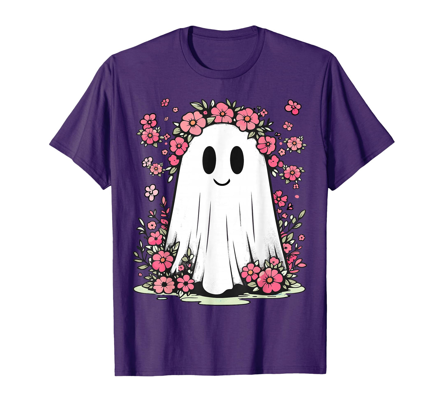 Floral Ghost Halloween Girls Cute Spooky Halloween Ghost T-Shirt