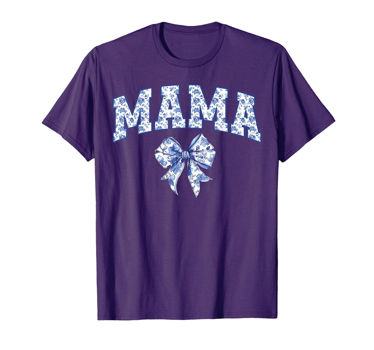 Mama Coquette Toile Blue Bow Floral Family Matching T-Shirt