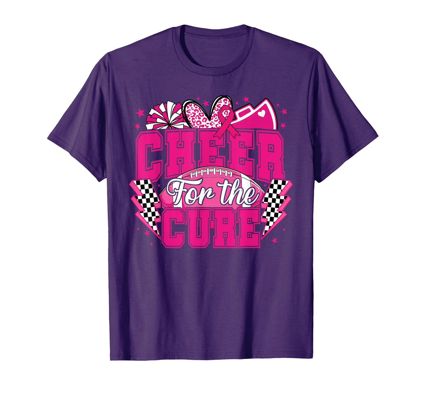 Breast Cancer Awareness Cheer for The Cure Football T-Shirt