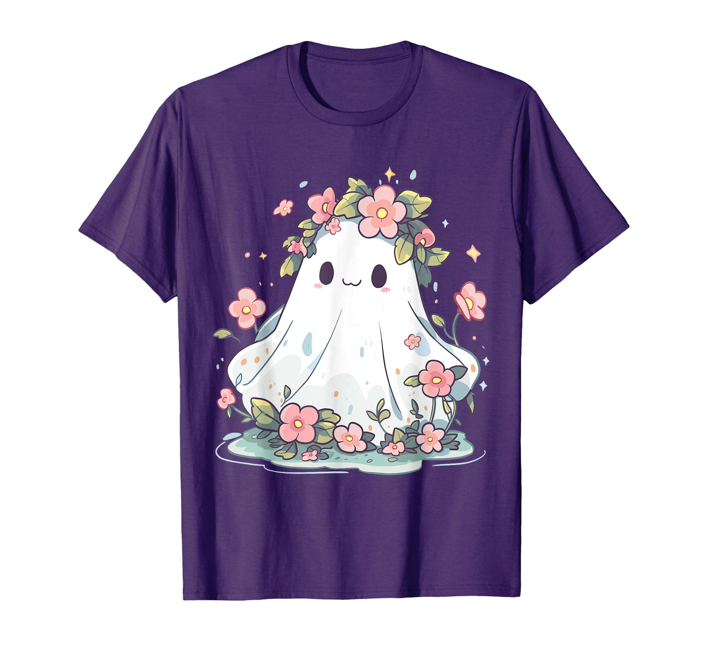 Halloween Shirt Floral Ghost Women Halloween Costume T-Shirt
