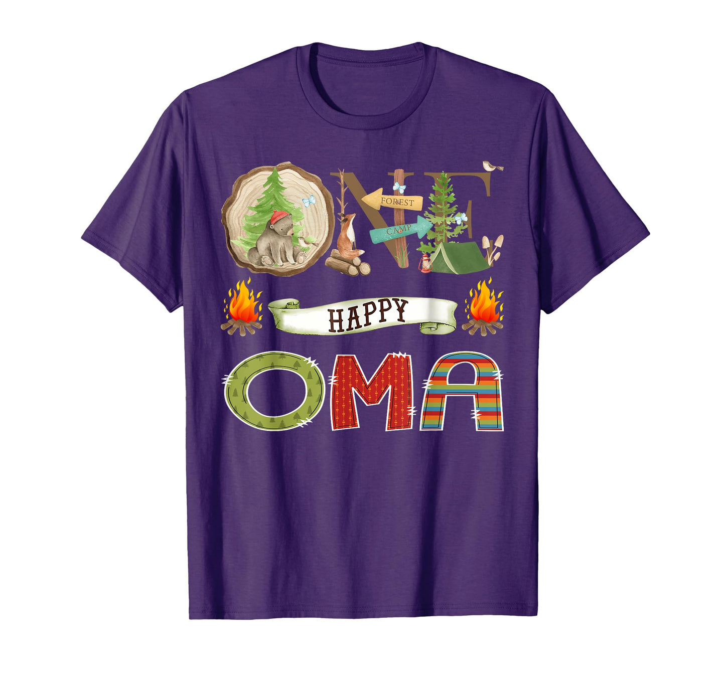 One Happy Oma Camper 1St Birthday Camping Bear T-Shirt