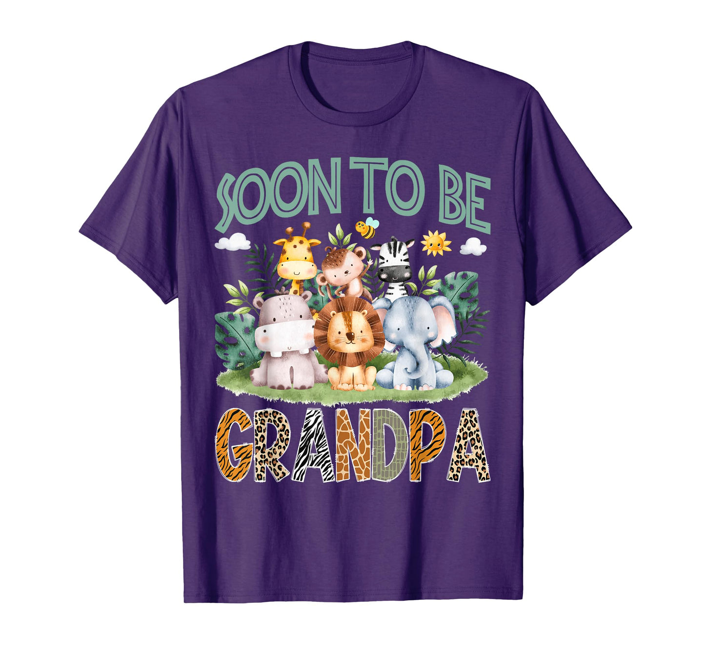 Soon To Be Grandpa Animal Safari Jungle Gender Reveal T-Shirt