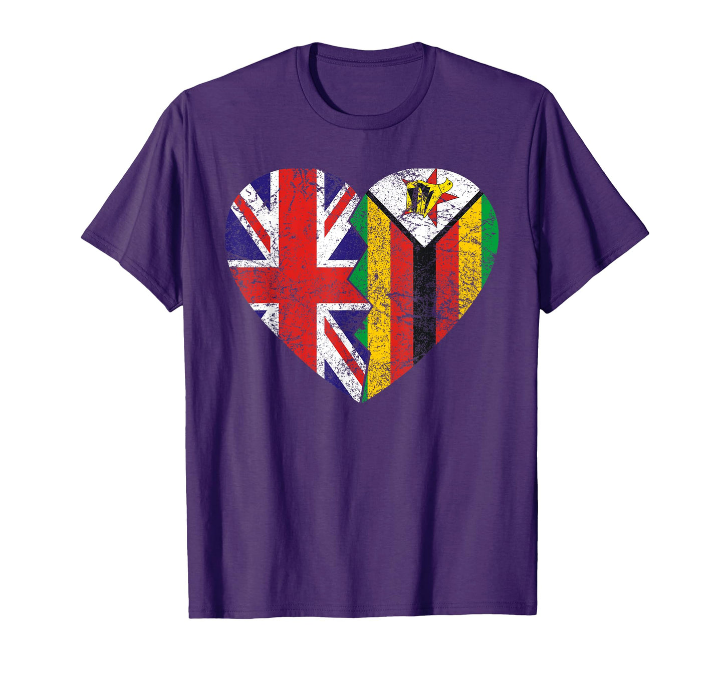 Zimbabwean British Flags Heart | United Kingdom Zimbabwe T-Shirt