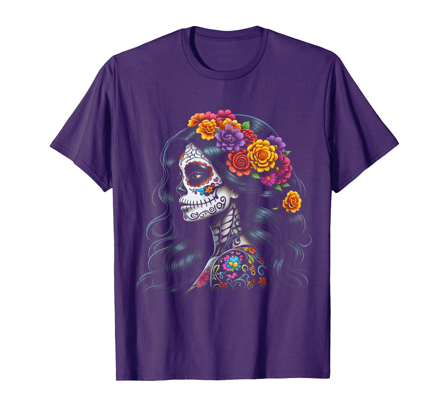 De Los Muertos La Catrina Day of the Dead Sugar Skull Women T-Shirt