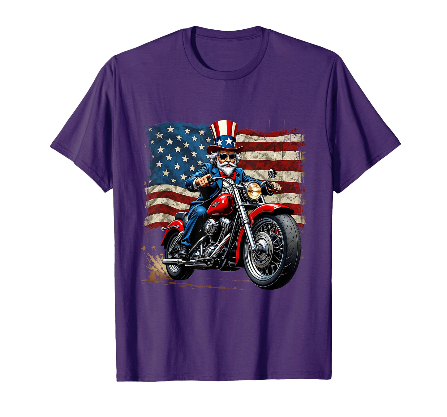 4th of July Graphic Funny Patriotic Ridding Motorcycle T-Shirt