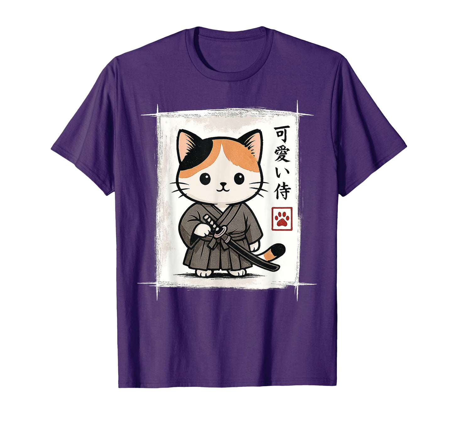 Samurai Kitten Japanese Anime Kawaii Funny Cat Men Women Kid T-Shirt