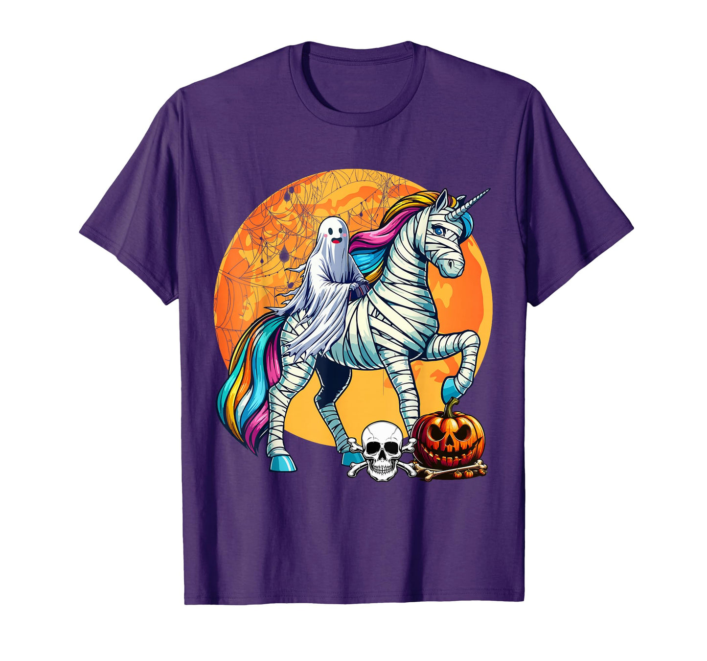 Boo Ghost Riding Unicorn Halloween Mummy Costume Kid Toddler T-Shirt