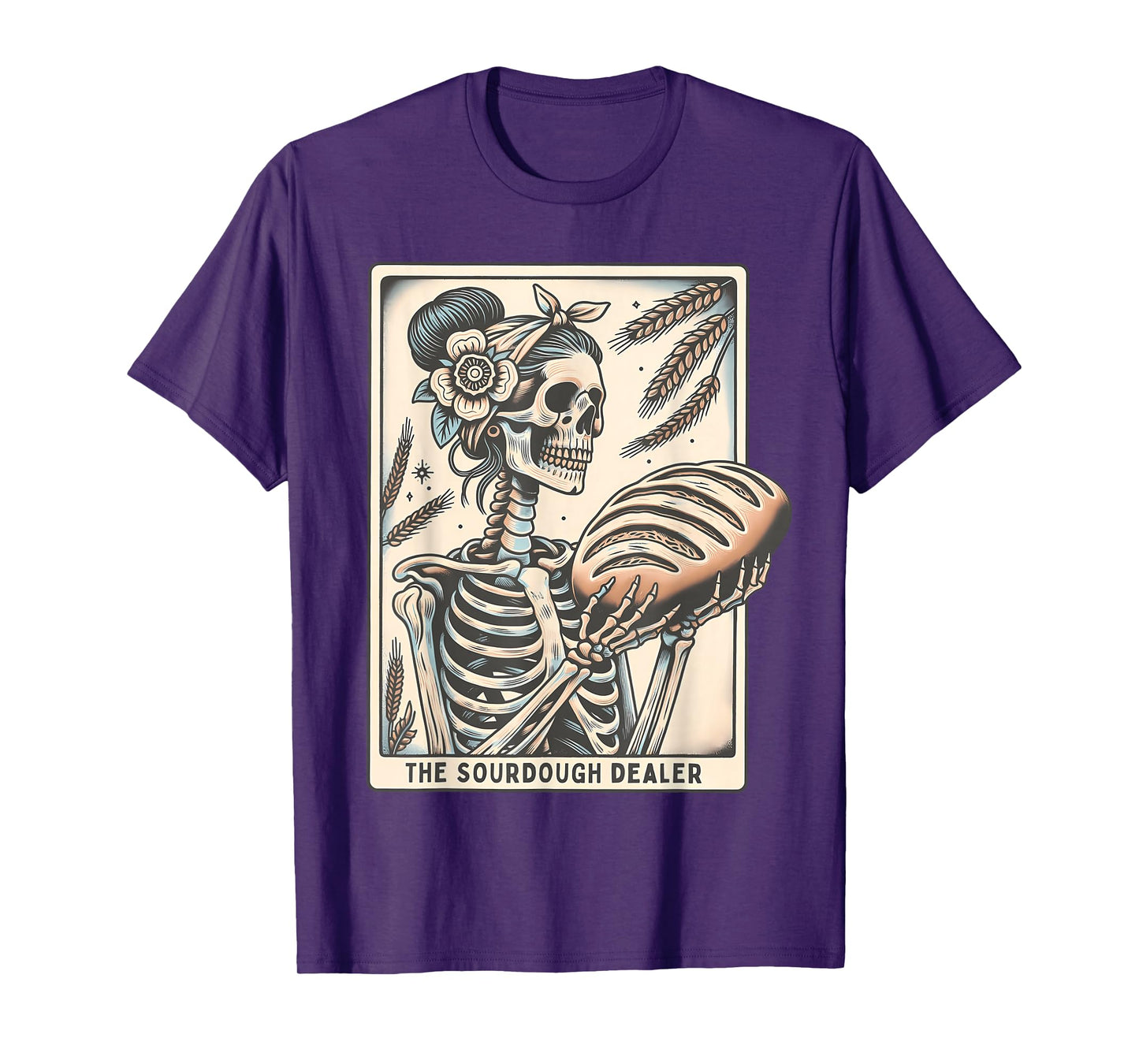 Sourdough Bread Tarot Card Skeleton Homemaker Baking T-Shirt