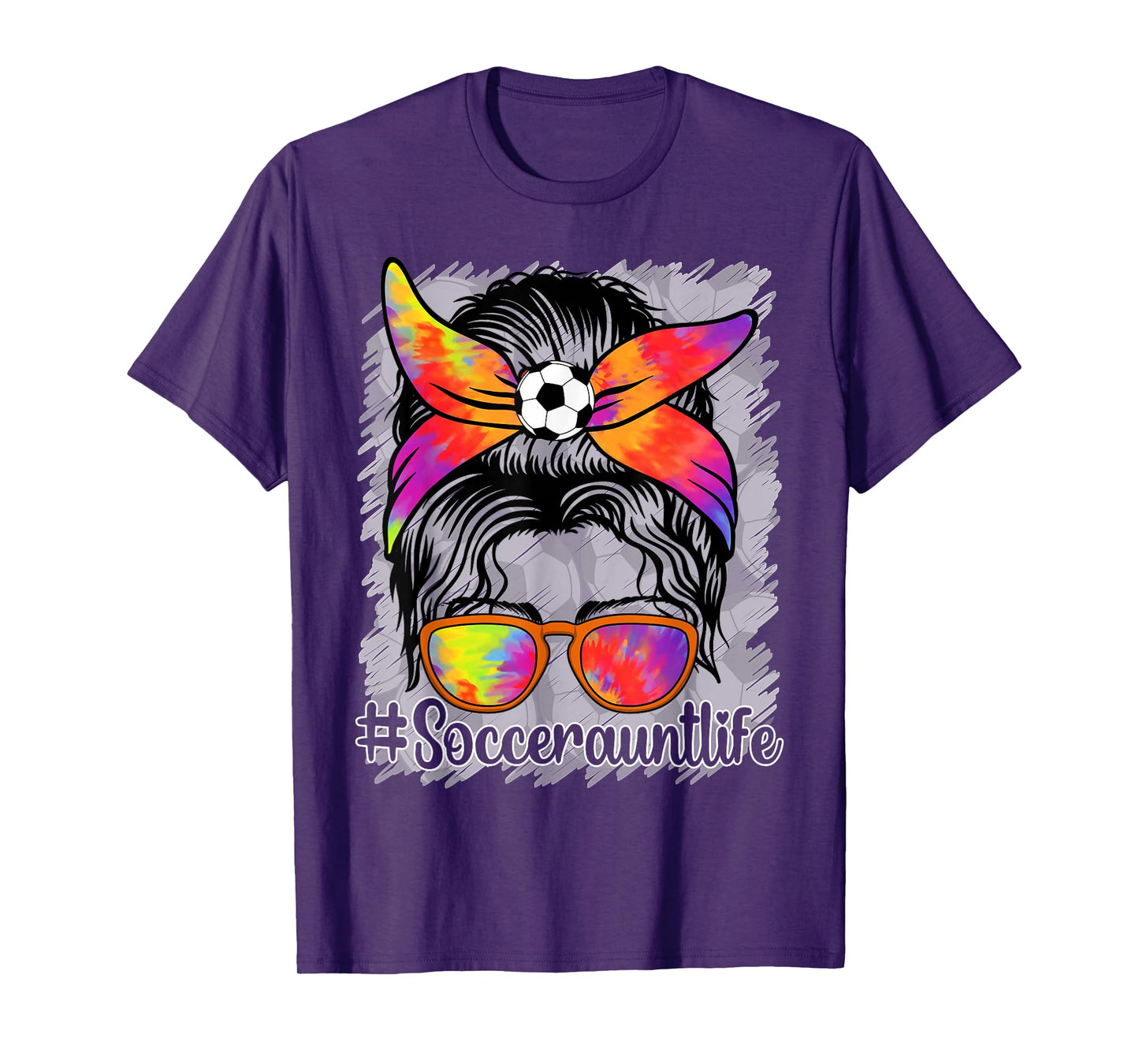Soccer Aunt Life Messy Bun Proud Soccer Auntie T-Shirt