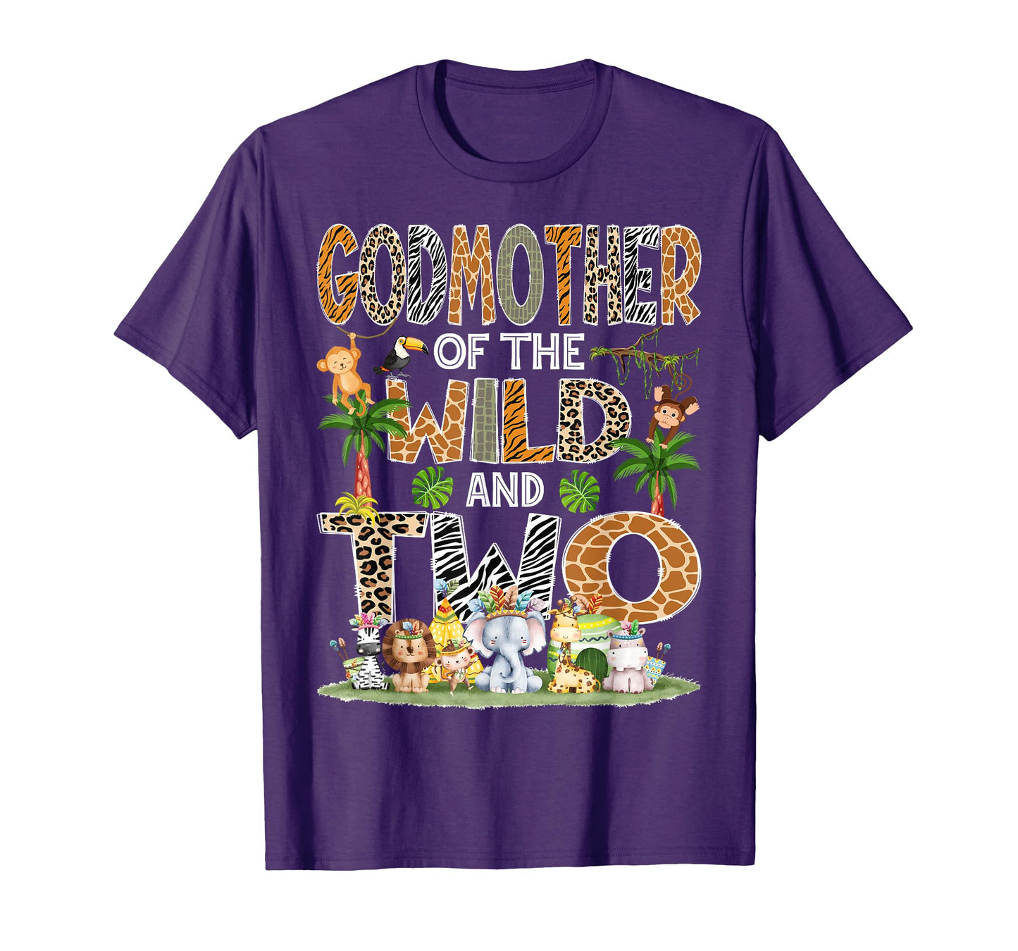GodMother Of The Wild And Two 2Nd Birthday Boy Safari Jungle T-Shirt
