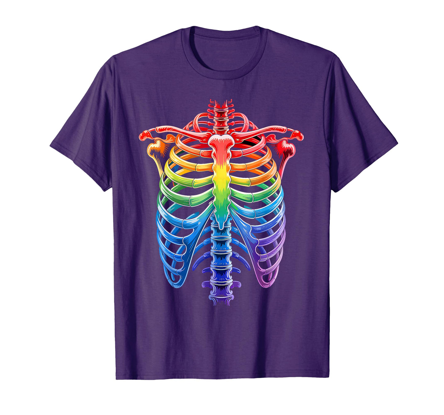 Halloween LGBTQ Rainbow Ribcage Costume Skeleton Gay Pride T-Shirt