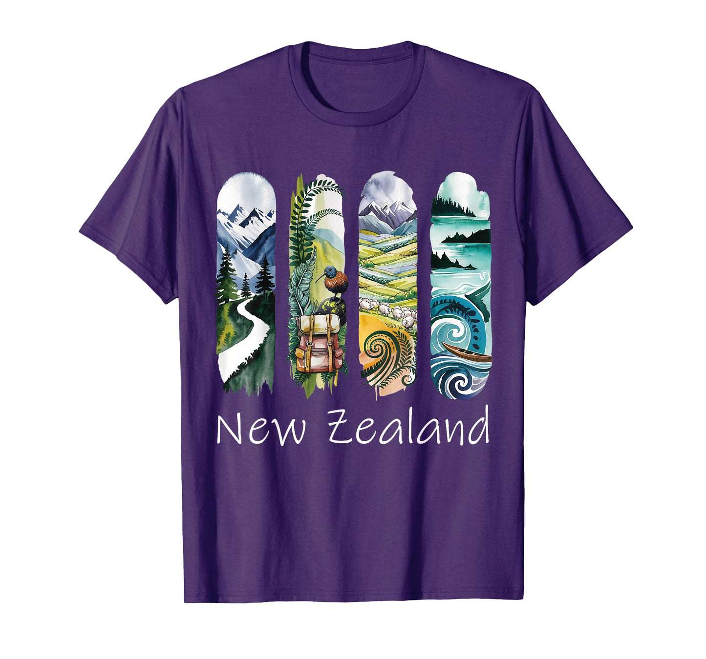 New Zealand Brushstroke Kiwi Vacation Souvenir New Zealand T-Shirt