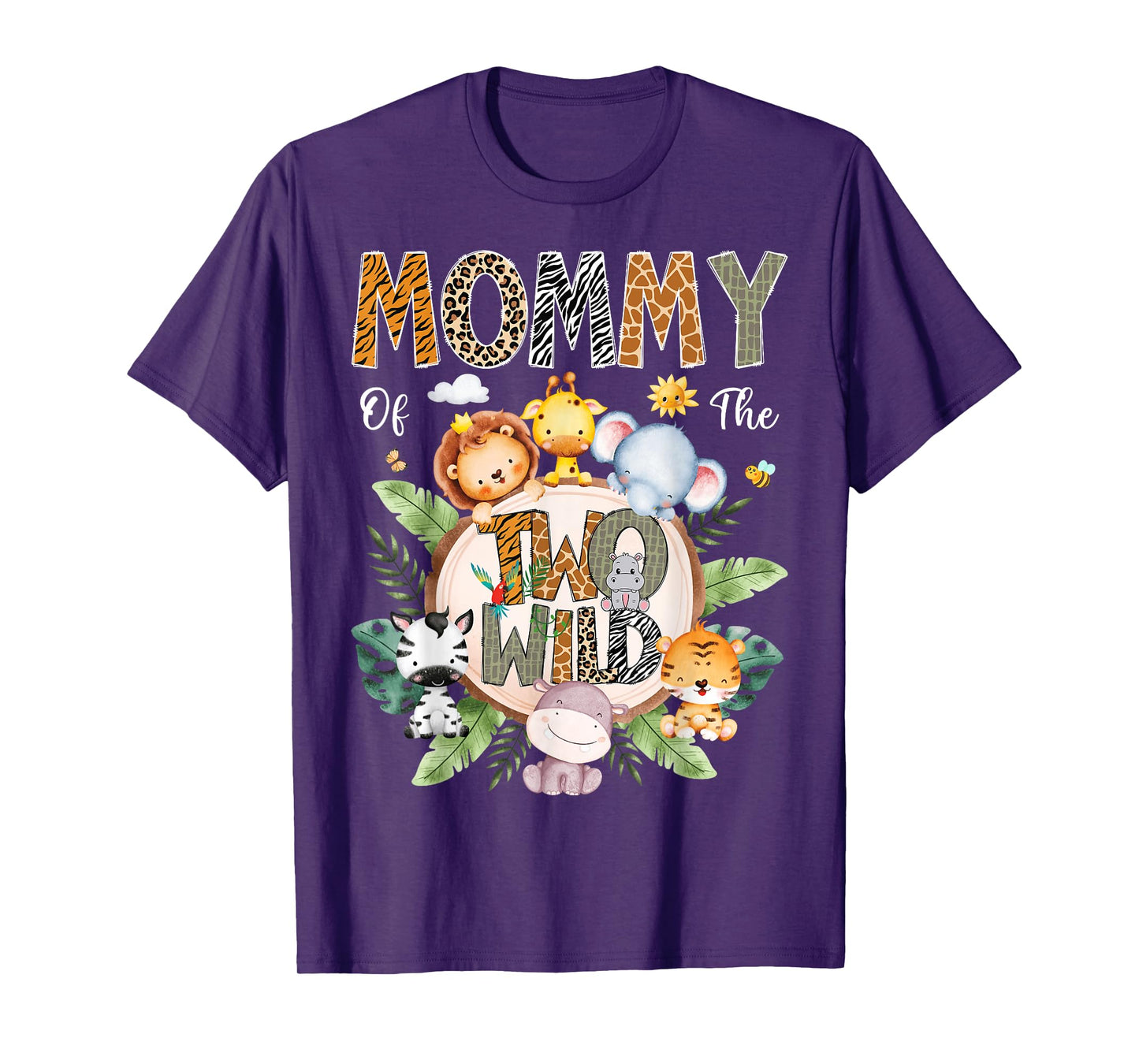 Mommy Of The Two Wild 2Nd Birthday Safari Jungle Animal T-Shirt