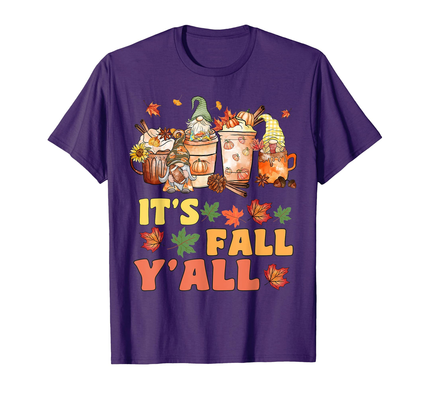 It's Fall Y'all Football Gnome Happy Fall Y’all Women Kids T-Shirt