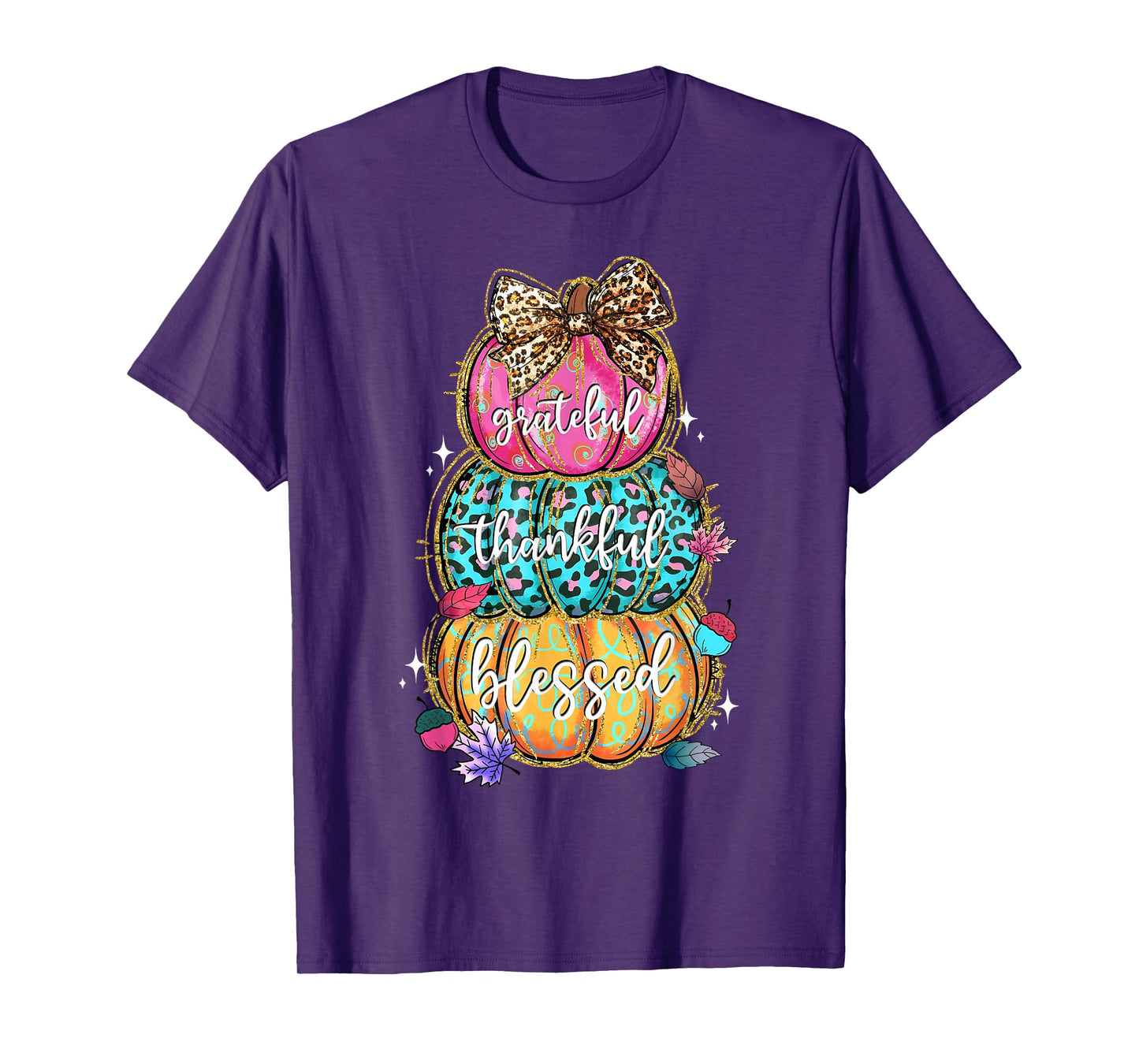 Grateful Thankful Blessed Pumpkin Thanksgiving Autumn Fall T-Shirt