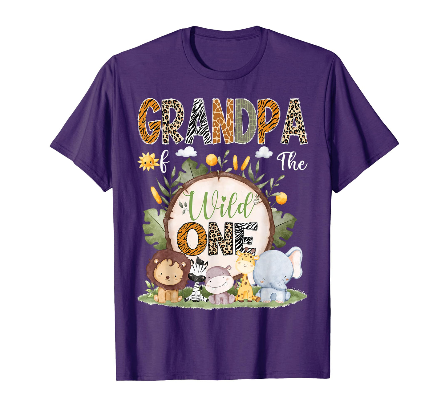 Grandpa Of The Wild One 1St Birthday Kids Safari Woodland T-Shirt